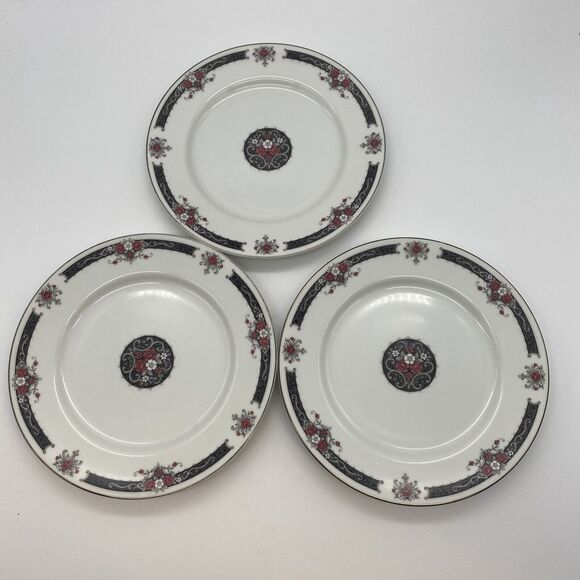Exclusively Ours Symphony BREAD & BUTTER PLATES Set Of 3 Dark Floral Goth - Picture 1 of 8